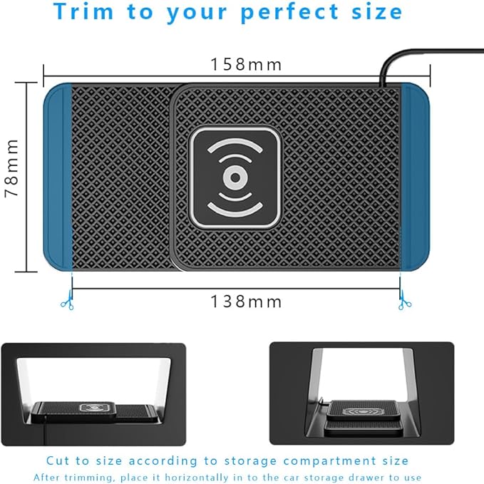 Wireless Charging Pad for Car for Genesis G70 G80 G90 2017-2026, Non-Slip Type C/USB 20W Fast Phone Charging Pad DIY Trim-to-Fit No Interior Damage,A&USB