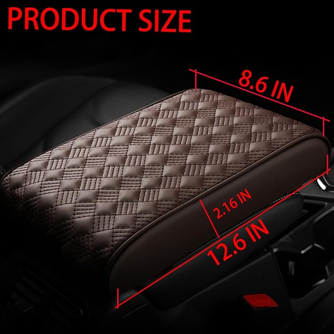 Car Armrest Cushion, Automotive Anti-Scratch Leather Memory Foam Center Console Pad Cover Protector Elbow Pillow Armrest Seat Box with Organizer Pockets Storage Bag, Universal Fit