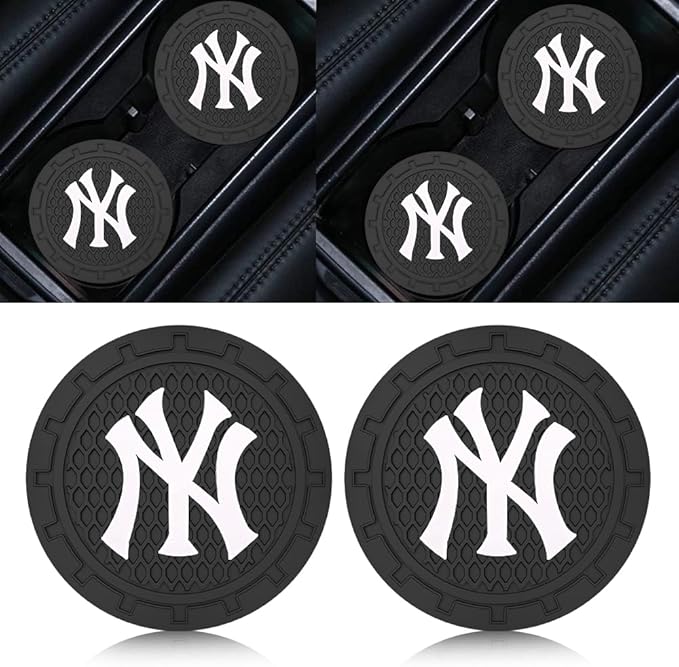 Silicone Yankees Car Cup Holder Coasters,Baseball Fans Car Coasters for NY Yankees Fans, Non-Slip Universal Fit Cup Holder Insert