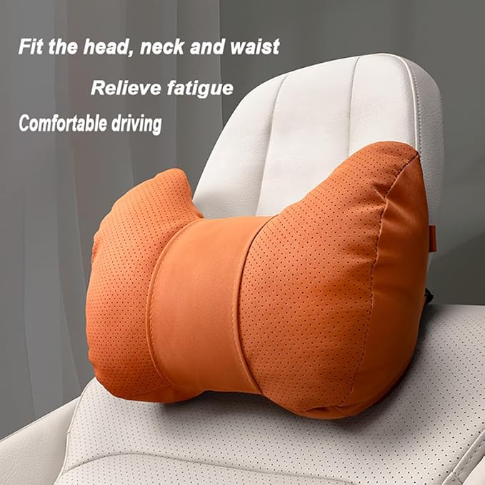 Car Neck Pillow Set for BMW M5 Touring 2025, Leather Car Headrest Lumbar Support Waist Backrest Head Support Cushion,Black