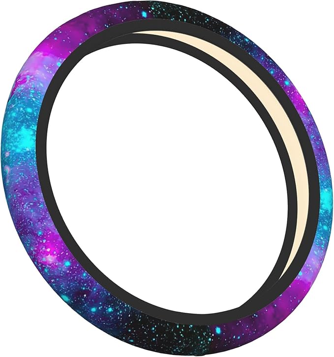 Blue Galaxy Steering Wheel Cover for Women Men Girls, Universal 15 Inch Purple Anti Slip Steering Wheel Protector Car Accessories Interior for Auto Truck SUV