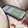 Custom Car Armrest Cover,Add Personalized Name and Number As Gifts for Loyal Football Fans,American Football Auto Center Console Pad Car handrail Box Cushion,Fit for Most Car Seat Box Cover Protector