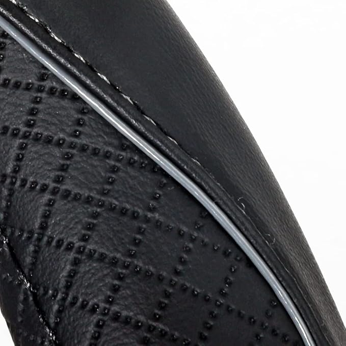 Gomass Car Steering Wheel Cover, Anti-Slip, Safety, Soft, Breathable, Heavy Duty, Thick, Full Surround, Sports Style (Black with Gray Line)