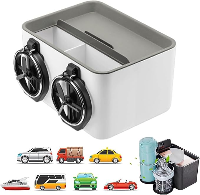 ZMPDJG 2025 New Car Armrest Storage Box, Car Armrest Storage Box with 2 Cup Holders, Universal Between Seat Console Organizer with Phone Slot (G)