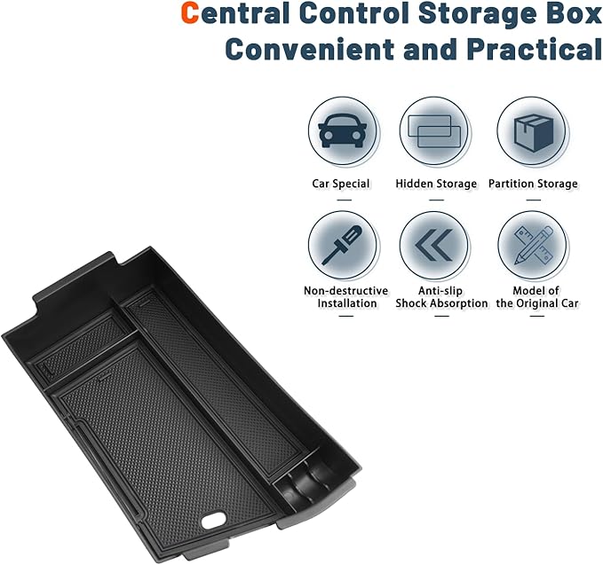 Ruiya 2024-2026 Sonata Center Console Organizer for 2026 Hyundai Sonata Accessories ABS Material Armrest Console Organizer Compatible with 2024 2025 2026 Hyundai Sonata SE/SEL/SEL Plus/N Line/Limited