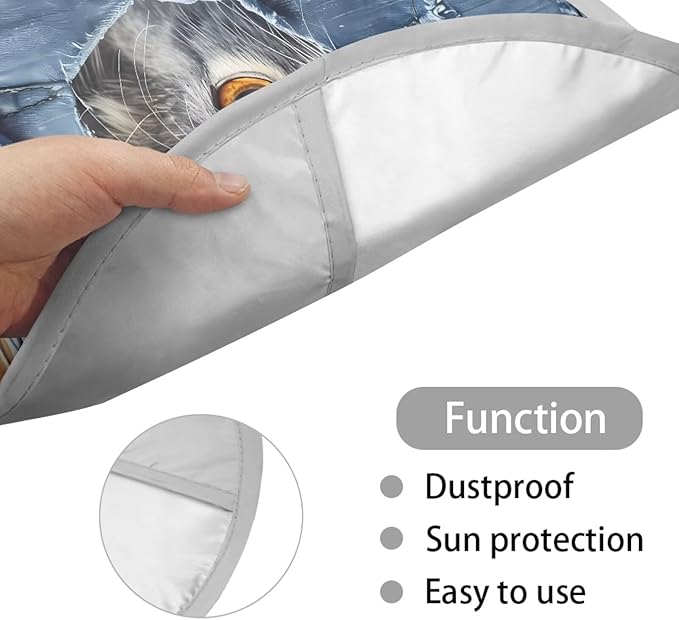 Funny Cat Sun Shade for Car Steering Wheel Heat Resistant Steering Wheel Cover Sunblock Cover 17" Reflector Protector Universal for Most Cars SUV Truck