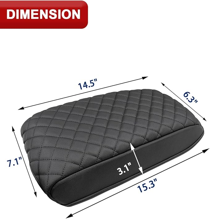 KBH Center Console Armrest Cover for Hyundai Sonata 2015 2016 2017 2018 2019, Middle Console Lid Protective Covering, PU Leather Interior Accessories, Black