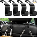 4PCS Car Seat Headrest Hook, Auto Back Seat Hanging Storage Organizer, Vehicle Seatback Hanger Holder for Purse Handbag Coat Umbrella, Universal Interior Car Accessories (Black)