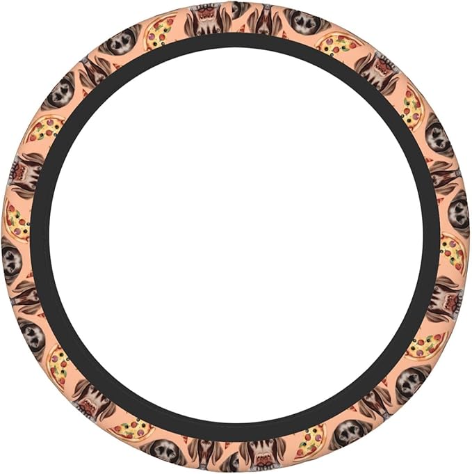 German Shorthaired Pointer Pizza Car Steering Wheel Cover, 15 Inch Steering Wheel Cover Stylish Decor for Most Cars