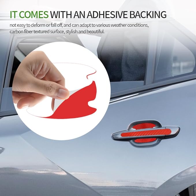 8PCS Carbon Fiber Handle Protectors - Anti Scratch Car Stickers, Universal Paint Guard Cover, Door Handle Cup Protective Film