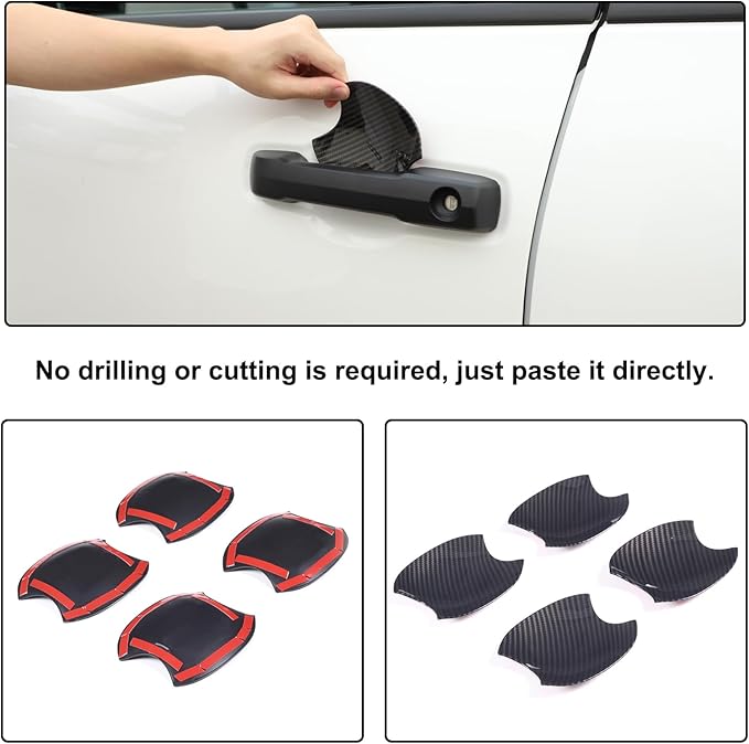 Car Exterior Door Handle Bowl Trim Cover Compatible with Toyota Tundra 2022+/Sequoia 2023+/Tacoma 2024+/4Runner 2025+, ABS Outside Door Grab Pull Handle Cup Bowl Scratch Protector Sticker Accessories