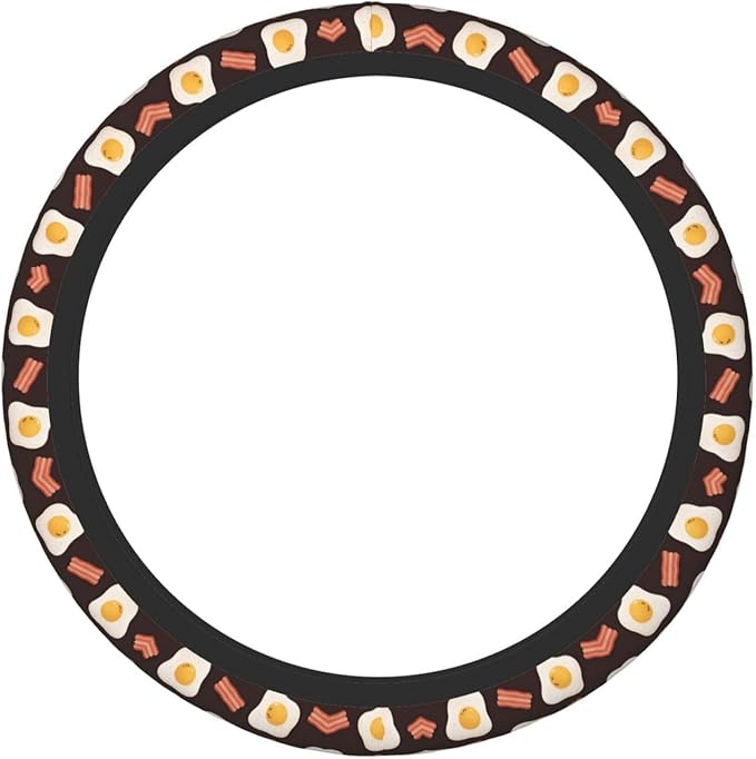 Neoprene Steering Wheel Cover Bacon and Eggs Car Steering Wheel Cover Universal Fit for Most Cars
