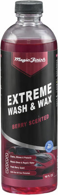 Magic Finish Extreme Berry Car Wash Soap & Wax – Multi-Surface Protective Formula for High-Gloss Shine – Hydrophobic 3-in-1 Formula for Streak-Free Cleaning – 16oz Concentrated Car Soap Wash and Wax