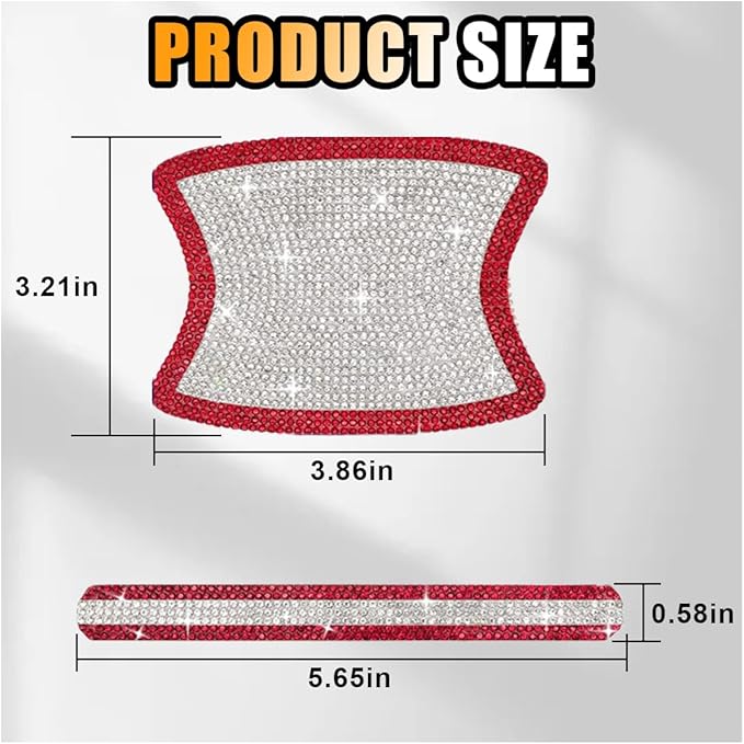 10PCS Bling Car Door Handle Anti-Scratch Sticker, Bling Car Door Handle Sticker, Universal Car Doors Handles Protective Cover, Shiny Rhinestone Auto Decor Accessories for Women (White&Red)