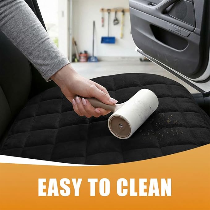 YoRise Car Seat Cushion, Soft Plush Auto Seat Pad with Storage Pocket, Car Driver Seats Protector Cover with Non-Slip Rubber Bottom, Winter Vehicle Accessory for SUV, Truck, Home, Office (Black)