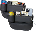 PLEW 2-Pack Black Obsidian Car Seat Gap Filler, Premium Leather Console Organizer Universal Fit for Car SUV Truck Multi-Purpose Essentials Organizer - Car Seat Gap Filler Organizer with Cup Holder