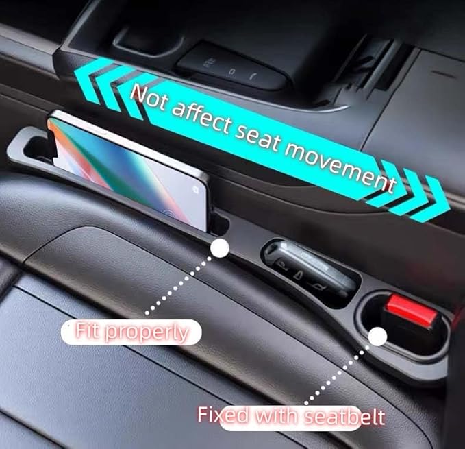 AxelNex Universal Car Seat Gap Filler, Storage Organizer for Vehicle Console Side Pockets (Beige)