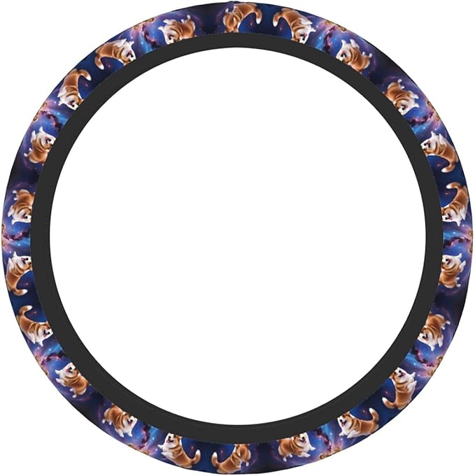 Cute Corgi Space Universal Fit Steering Wheel Cover for Car, Truck, and SUV, Durable Steering Wheel Protection