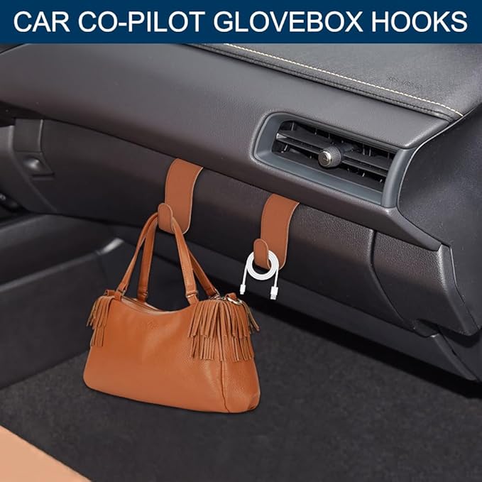 Car Co-Pilot Glovebox Hooks, Glove Box Organizer for Car, Anti-Scratch Vehicle Passenger Seat Storage Hanger, Auto Accessories Auto Glove Box Front Seat Hook for SUV Sedan Truck (Orange)