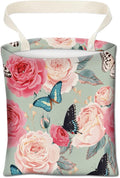 ABUIFDK Car Trash Can, Cute Car Trash Bag, Hanging Car Organizer and Storage Bag, Trash Bin for Car Accessories, Vehicle, Travelling, Camping Cute Flower and Butterfly