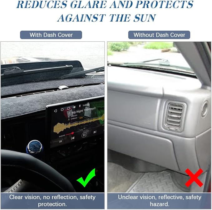 KEDAKEJI Dash Cover Dashboard Mat Carpet Compatible with 1998 1999 2000 2001 Dodge Ram 1500 2500 3500(Black)