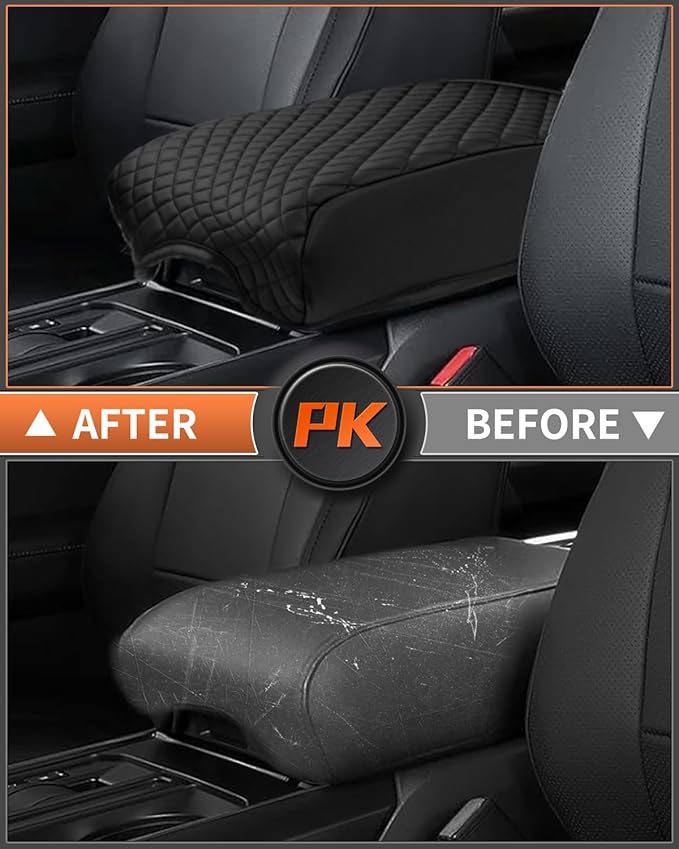 Shademax Center Console Cover for Ford F150 2021-2025 2026 Accessories, F150 Armrest Cover Bucket Seat Console Arm Rest Cushion Pad Leather Middle Console Armrest Lids Protector (Bucket Seat Only)