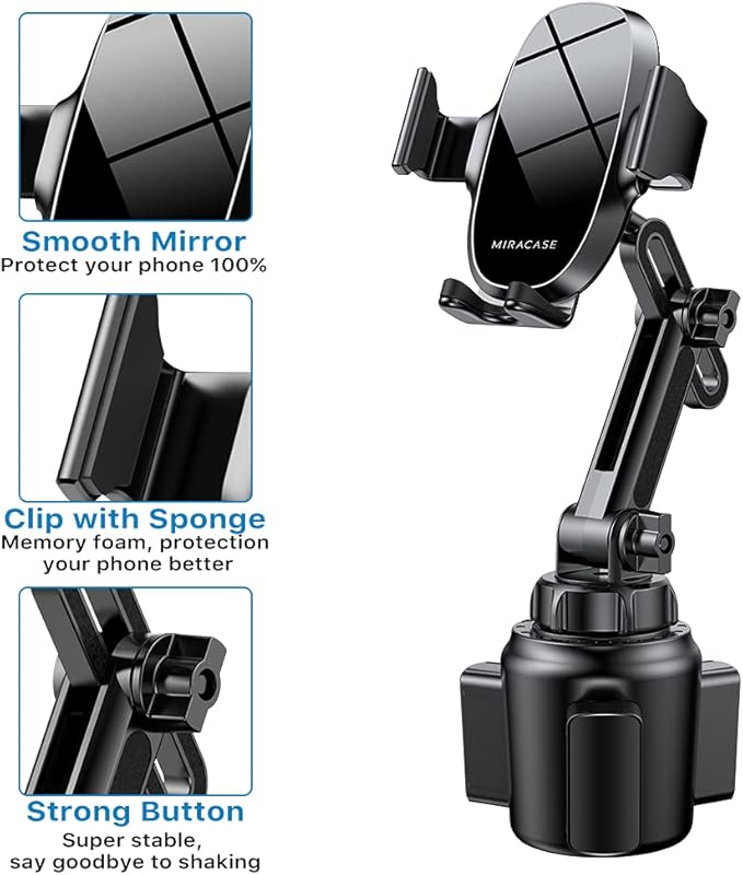 Miracase [Upgraded Version] Cup Phone Holder for Car, Universal Adjustable Long Neck Car Phone Mount Cradle Friendly Compatible with iPhone Samsung Google and All 4.0-7.0 inches Smartphones