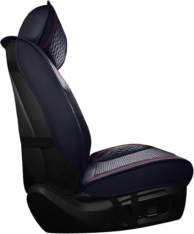 HighnessHwoo Luxury Car Seat Covers Full Set, Breathable Faux Leather Car Seat Protector, Dog Child Kids Summer Ventilated Seat Cushion for Front & Back Seats, Universal, Black, Full Set 5 Seats
