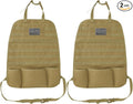 Tactical Molle Car Seat Back Organizer, Vehicle Panel Car Seat Back Cover Protector with 5 Storage Pouch, Universal Backseat Storage Organizer with USA Flag Patch for Car SUV (Khaki-2 Pcs)