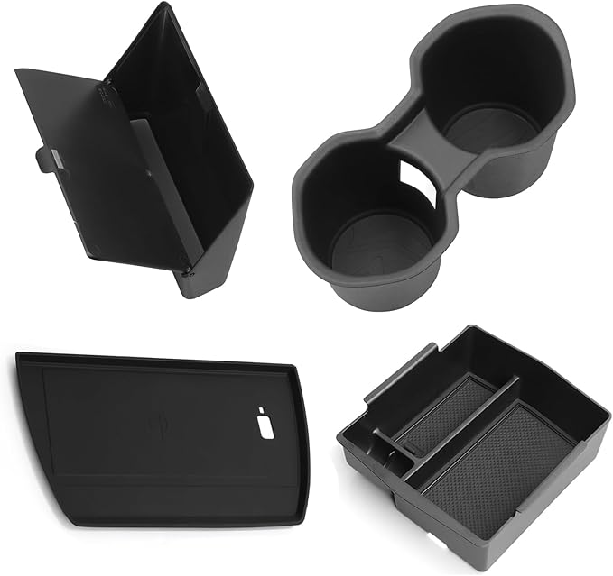 SMABEE Fit for Subaru Forester 2025 2026 4PCS Center Console Hidden Storage Box+Armrest Storage Insert Box+Center Console Cup Holder+Center Console Wireless Charging Protective Mat