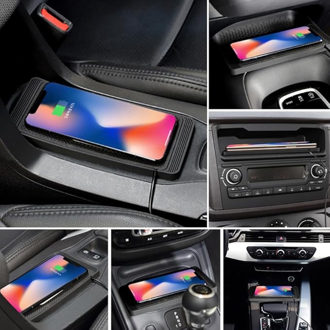 Wireless Charging Pad for Car for Ford Super Duty F-550, 15W Fast Wireless Charger Mat Non-Slip Silicone Car Center Console Phone Charging Pad,B/15W-USB