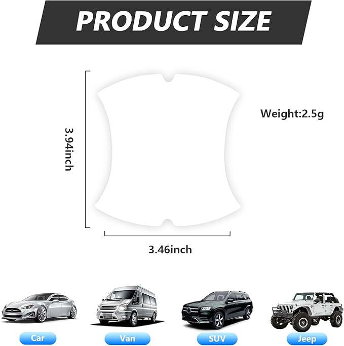 Kewucn 4PCS Car Handle Sticker, Carbon Fiber Auto Door Handle Protective Films, Anti-Scratch Vehicle Door Protector, Universal Exterior Accessories for Most Cars (Transparent)