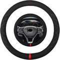 Suede Steering Wheel Cover,Compatible with Honda Civic 2006-2015 CR-Z Insight S2000 Leather Sport Non-Slip Wheel Cover Car Interior Accessories 14-14 1/4 inch for Man and Women