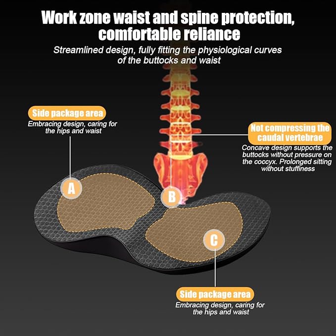 Car Seat Cushion, Memory Foam Sciatica & Lower Back Pain Relief Vehicle Chair Pillow for Driving, Breathable Automotive Seat Support Pad, Universal for SUV Sedan Truck (Black)