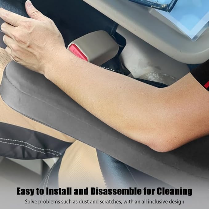Smeyta 2PC Car Front Seat Armrest Covers,Universal Size Seat Arm Rest Cover,Flat Cloth Fabric Armrest Cover,Car Interior Accessories(Gray,1Pair)
