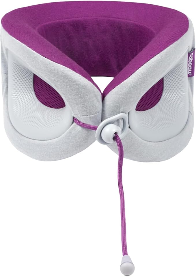 Cabeau Travel Pillow for Long Flights – Evolution X - Memory Foam Neck Support - Comfort On-The-Go for Airplane, Train, and Car (Amethyst) with Evolution X Travel Bag - Black