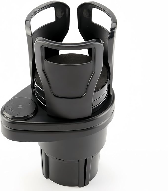 Universal Car Cup Holder Expander, 360-Degree Rotating Adjustable Drink Holder, Black Multi-Cup Mount for Vehicle Console, 7.32 x 2.59 x 3.34 Inches