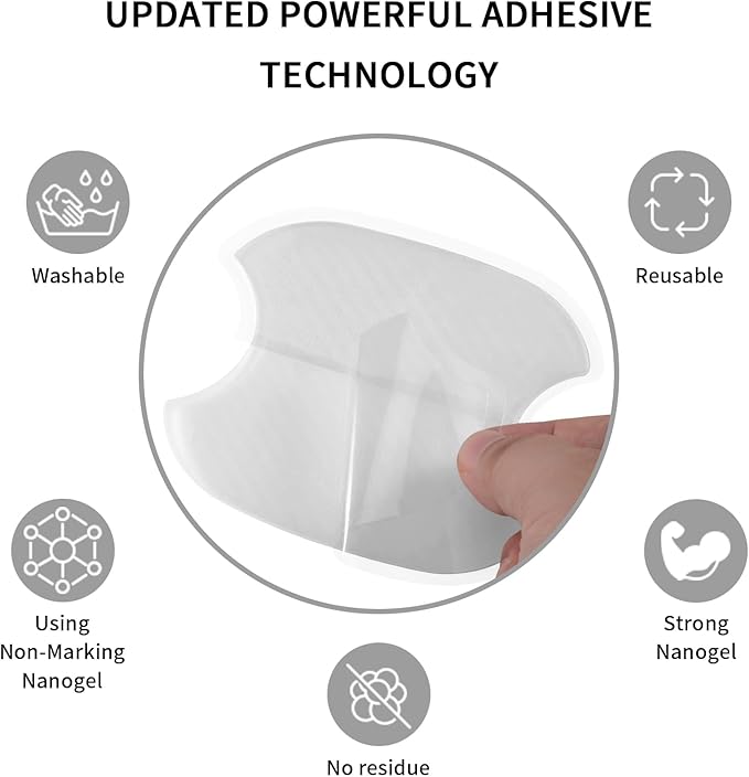 TANGSEN 4Pcs Universal 3D Carbon Fiber Texture Automotive Door Cup Handle Recess Paint Protector Cover Scratch Non-Marking Silicone Personalize Pad Sticker (White Translucent, M)