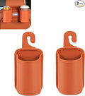 2PCS Car Headrest Cup Holder for Back Seat, PU Leather Premium Storage Accessory, Multi-Functional Anti-Spill Cup Storage Box with Hooks for Bags, Universal for Most Cars (Orange)
