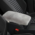 IRIWOOL Sheepskin Armrest Cover Auto Center Armrest Cover Car Soft Console Pad, Fluffy Wool Auto Center Console Cover for Most Car Arm Rest Decoration Protector 7 x 13 Inch (Shearling, Light Gray)