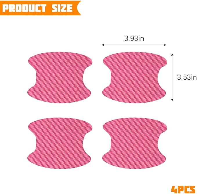 Car Door Handle Cup Protector, 4PCS Carbon Fiber Anti-Scratch Vehicle Door Handle Bowl Sticker, Self-Adhesive Automotive Paint Protective Film, Universal for SUV RV Truck (Pink)