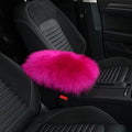 Wool Car Center Console Cover,Universal Fluffy Sheepskin Car Armrest Pad,Car Interior Accessory for Women Men,Armrest Cover Protector for Cars,Vehicles,SUV Hot Pink