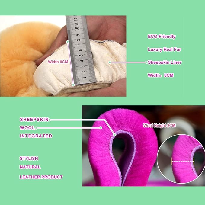 Fluffy Fur Wool Sheepskin Car Steering Wheel Cover for Woman Universal Auto Fuzzy Steering Wheel 14 1/2 inch-15 1/2inch Protector, Comforting Luxurious Soft (Magenta)