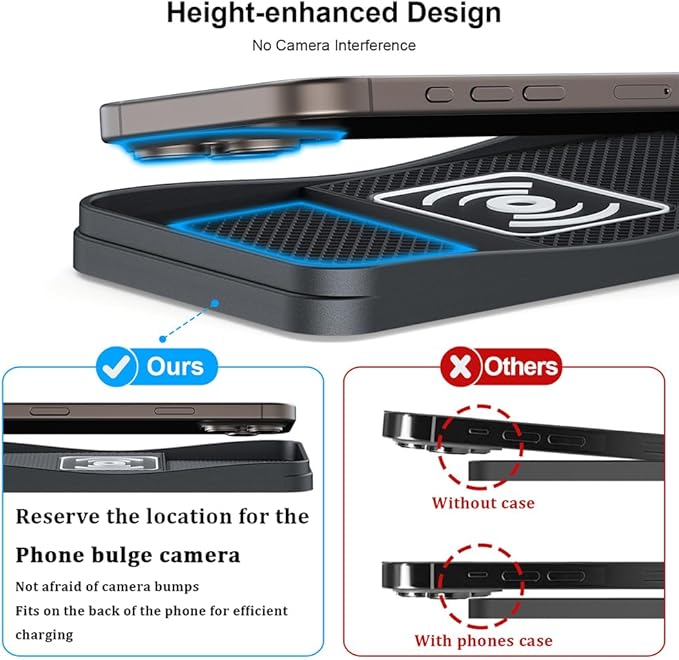 Car Wireless Charger Pad for Nissan Z 2023-2026, Type-C/USB 20W Fast Wireless Car Charger Pad Non-Slip Cordless Charging Mat,B-30cm Cable USB Plug