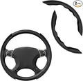 2 PCS Car Steering Wheel Cover, Anti-Skid Carbon Fiber Segmented Steering Wheel Protector, Anti-Slip Wheel Wrap Protective Cover for Most Cars Trucks SUVs, Car Accessories (Black)