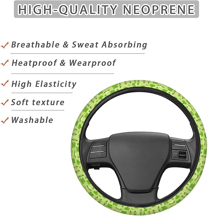 FeHuew Cute Frogs Dragonfly Steering Wheel Cover for Women, Girls 15 inch Universal Auto Car Anti Slip Wrap Steering Wheel Covers Fit for Vehicles, Truck, SUV