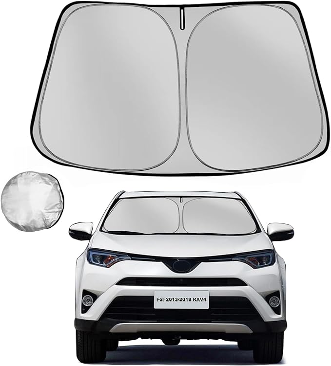 Fonowka Windshield Sun Shade for Toyota RAV4 2013-2018 RAV-4 SUV Foldable Sun Sunshade for Car Front Window Blocks UV Rays and Heat Automotive Interior Protector Custom Fit Accessories
