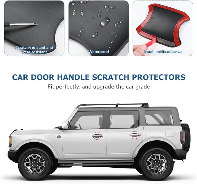 Exterior Door Handle Bowl Cover Compatible for 2021 2022 2023 2024 Ford Bronco Accessories 4 Door Handle Bowl Protector Anti Scratches Matte Black 5 Pcs