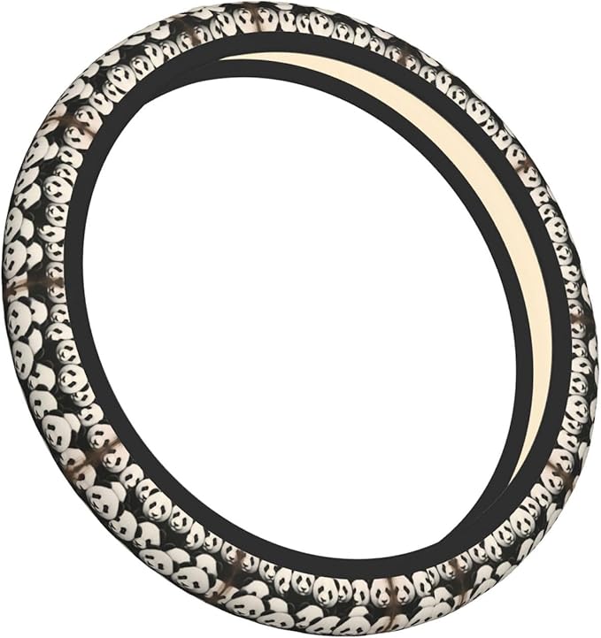 Neoprene Steering Wheel Cover Pan-Das-Pattern Car Steering Wheel Cover Universal Fit for Most Cars