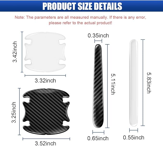 16PCS Car Door Handle Cup Scratch Protector Set, Waterproof Car Door Bowl Sticker Protector Film, Anti-Scratch Car Paint Cover Guard Pad Universal for Most Cars, SUVs (Transparent/Carbon Fiber)